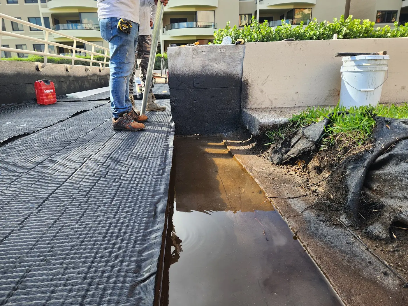 Walkway mat laid over a Wetsuit-coated deck